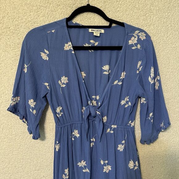 Billabong Blue V-Neck Floral Mini Dress Women's Size‎ Small - Picture 6 of 11